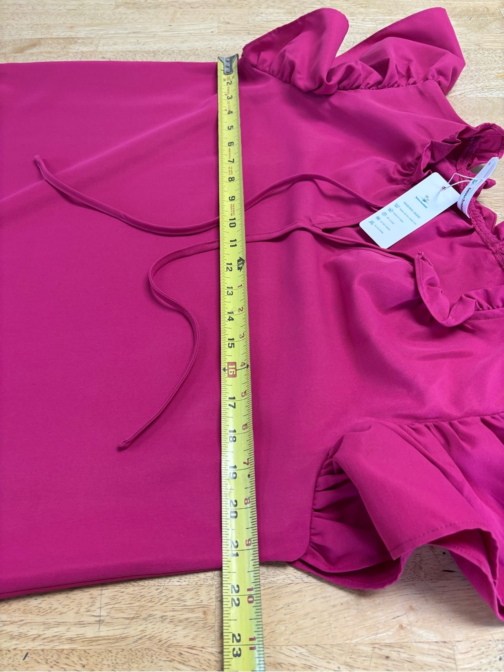 NWT Beachsissi Fuchsia V Neck Ruffle Sleeve Tiered Shift Dress - Picture 5 of 6